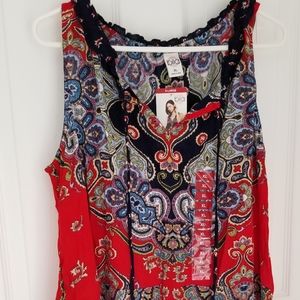 Red & blue paisley sleeveless top
